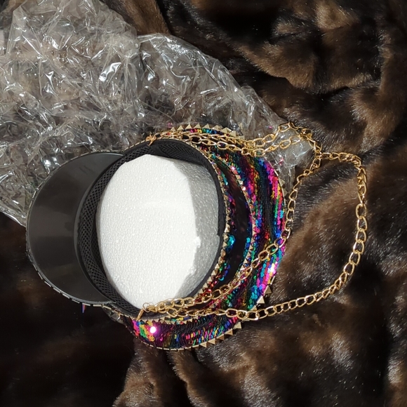 Sequin & rhinestone rave festival captain's hat - Picture 3 of 5